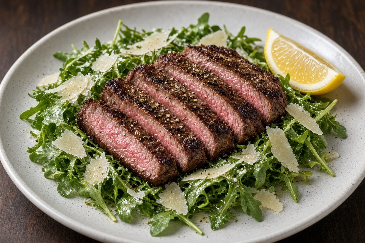 sliced steak salad